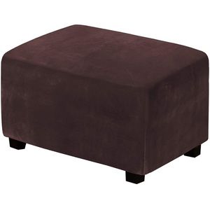 Velvet Plush Stretch Cover Ottoman Slipcovers Footrest Covers Elastic Bottom